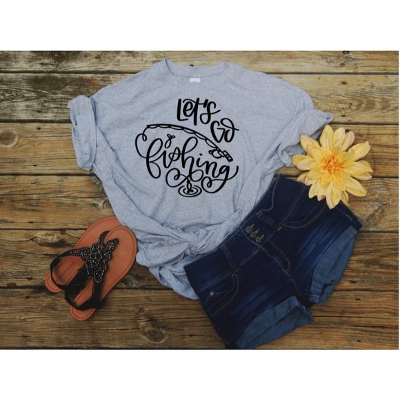 Let's Go Fishing, Graphic Women's T-shirt - Picture 1 of 8